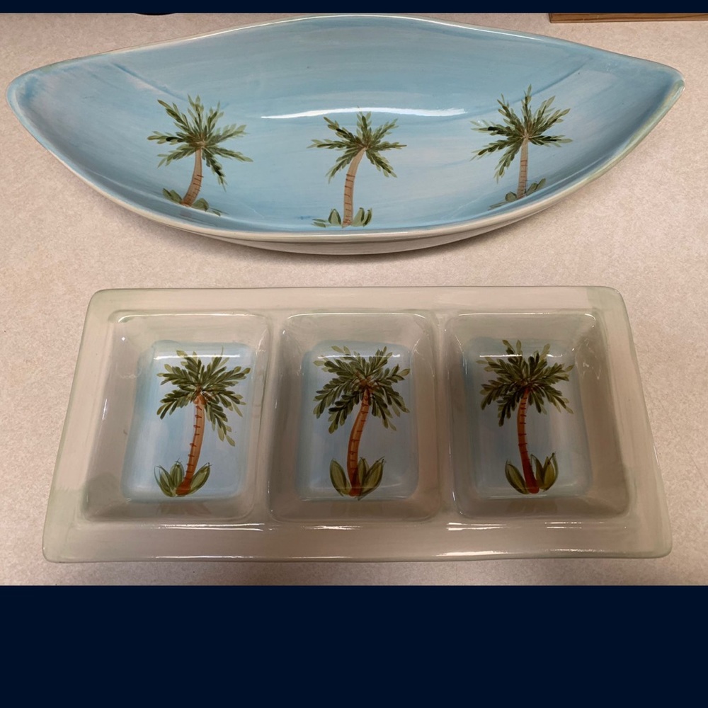 Porcelain palm tree dishes